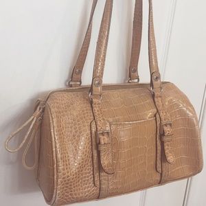 Liz Claiborne Vegan Crocodile Barrel Bag - iPad sz